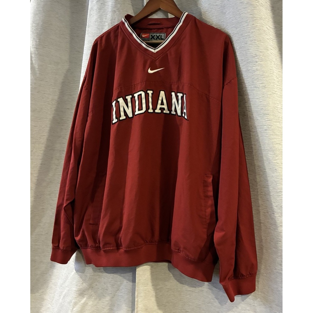 Nike Team Indiana Hoosiers Pullover Windbreaker Jacket Red XXL Center Swoosh - Picture 2 of 9